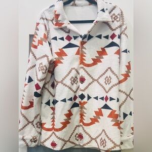 Aztec Shirt Jacket Southwestern Shacket Women THICK Button Down Boho Size XL